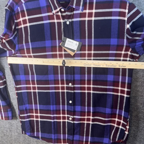 Boss By Hugo Boss Liam Regular Fit Plaid Flannel Button-Up Shirt Purple Sz L NEW - Picture 9 of 10